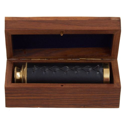 Cervo Brown Leather Effect Telescope With Wooden Box Cervo Brown Leather Effect Telescope With Wooden Box