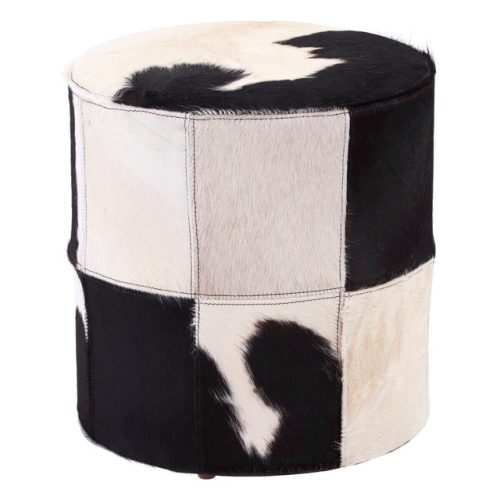 The Kairos Black And White Cowhide Stool