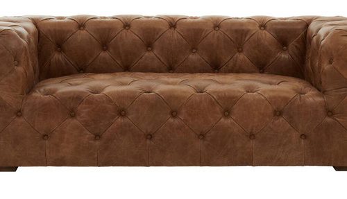 Hermosa Three Seat Tufted Leather Sofa