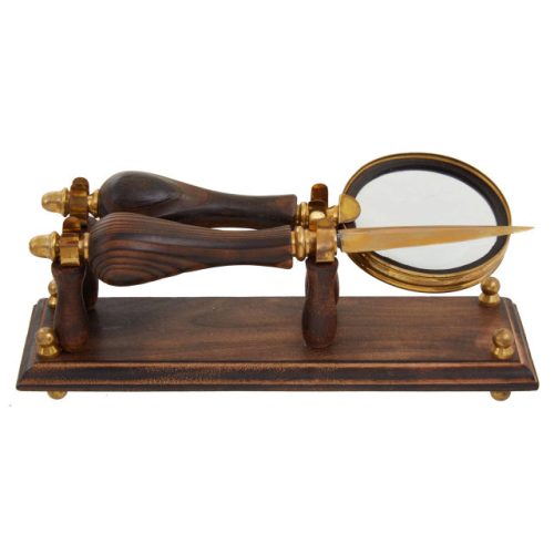 Cervo Brown Mango Wood Magnifying Glass and Letter Opener Cervo Brown Mango Wood Magnifying Glass and Letter Opener