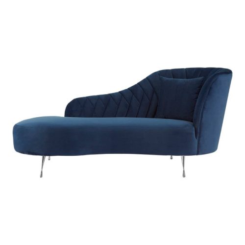 Rubino Dark Blue Velvet Right Hand Chaise Longue
